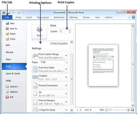 The Option to Print a Document: Location and Discussion